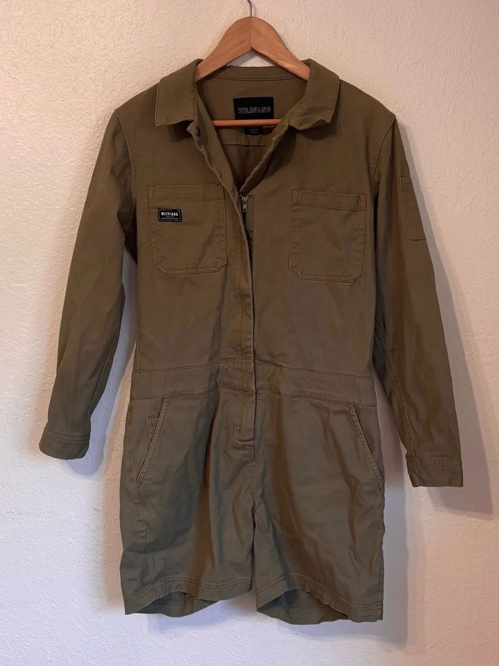 Wildfang Zip-Front Short Sleeve Utility Coverall Romper